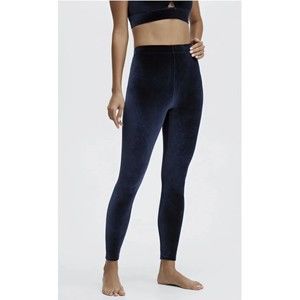 Fabletics Leggings Womens Small Navy Blue Velour Velvet Yoga